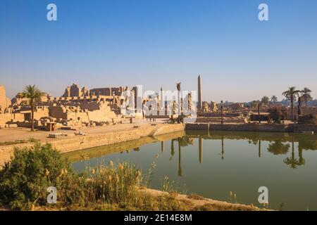 Egypt, Luxor, Karnak Temple, Temple of Amun & Sacred Lake Stock Photo