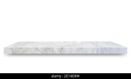 Shelf marble isolated on a white background and display montage for the product Embed Clipping Path separate with black shadows. Stock Photo