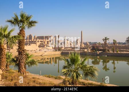 Egypt, Luxor, Karnak Temple, Temple of Amun & Sacred Lake Stock Photo