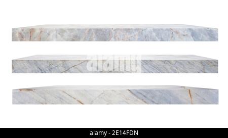 3Shelf marble isolated on a white background and display montage for the product. Stock Photo