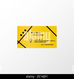 Realistic layout. Business card in yellow and black corporate colors to jot down your ideas. Vector design is suitable for large companies Stock Vector