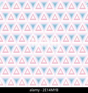 Seamless triangle pattern, background, texture. Abstract geometric pastel blue and pink. Repeat background. Stock Vector