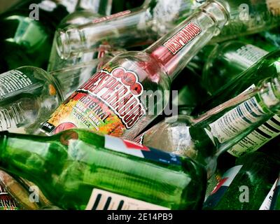 Empty Glass Bottles for Recycle Collection Stock Photo