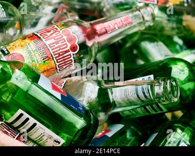 Empty Glass Bottles for Recycle Collection Stock Photo