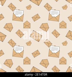 Mail envelopes seamless pattern. Flat style. Stock Vector