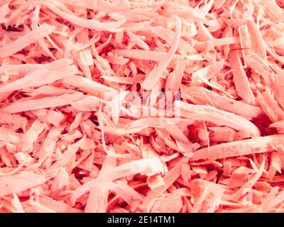 A closeup shot of wood shavings Perfect for background. Stock Photo