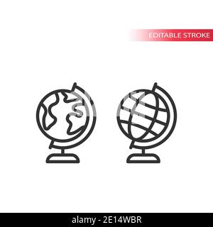 Globus thin line vector icon. Planet earth globe with continents outline symbol. Stock Vector