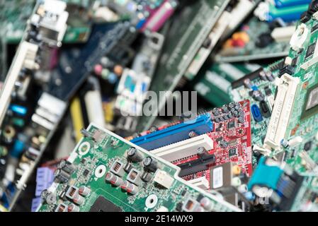 Motherboards Of Different Types - IT Mainboard Stock Photo