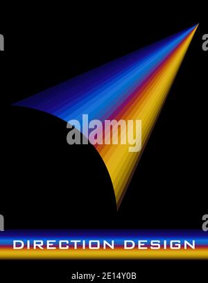 Abstract template of poster with multicolored arrow pointer on a black background. Futuristic vector graphic design Stock Vector