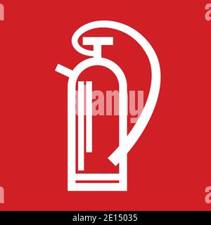 Red and white fire extinguisher sing symbole Stock Vector
