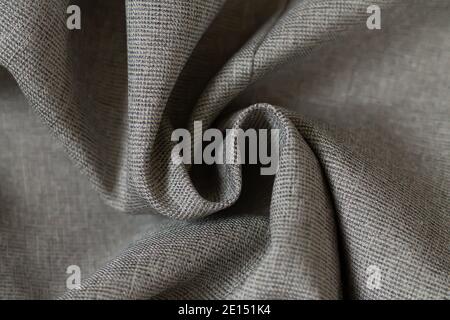 Gray wrinkled fabric swatch background Stock Photo