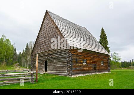 Canada, British Columbia, Huble Homestead Historic Site. established. early 20C, Large Barn Stock Photo