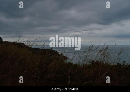 View of Storm Clouds Over the Sea, Seen from the Isle of Portland, Dorset Stock Photo