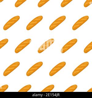 Cartoon baguette seamless pattern for paper design. Isolated vector illustration. Textile ornament. Organic meal. Stock Vector
