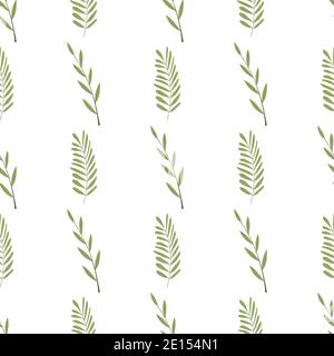 Bay leaf branch seamless pattern. Floral design for print, textile, fabric, wrapping paper, background. Stock Vector
