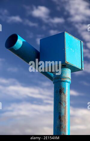 Blue seaside telescope at Prestatyn, North Wales Stock Photo