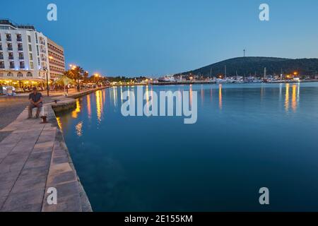 CESME -TURKEY - APRIL 25, 2018: Night View of the marina in Cesme, Turkey Stock Photo