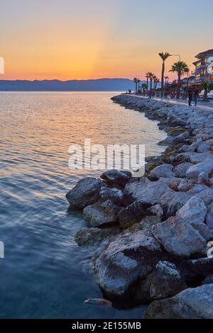 CESME -TURKEY - APRIL 25, 2018: Night View of the marina in Cesme, Turkey Stock Photo