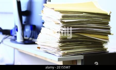 Stack Of Documents On The Table In The Office Stock Photo