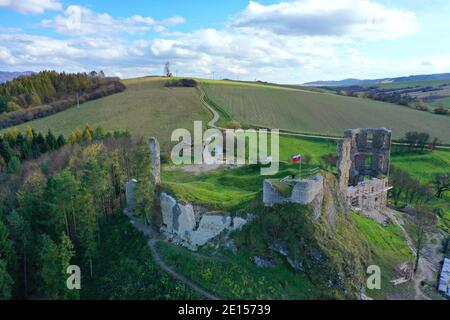 Aerial view of castle in Plavec village in Slovakia Stock Photo