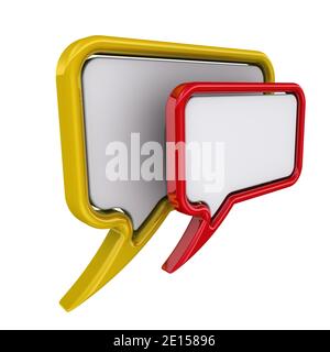 Colorful speech bubbles. Blank yellow and red speech bubbles with different sizes isolated on white background. 3D Illustration Stock Photo