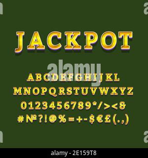 Jackpot header vintage 3d vector alphabet set Stock Vector
