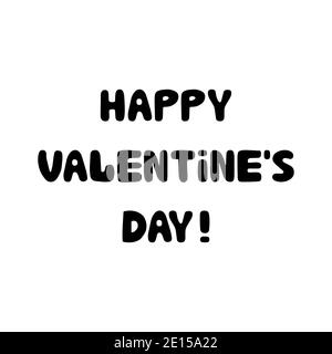 Happy valentines day. Handwritten lettering isolated on white background. Stock Vector