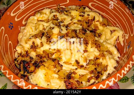 German Noodle Called Spaetzle In A Bowl Stock Photo