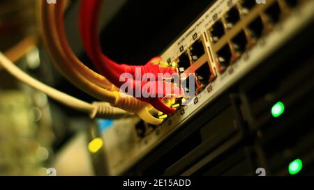Working Ethernet Switch With Opened Ports Stock Photo