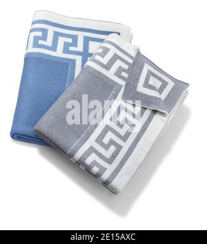 Greek key cotton throw blankets from the Spring 2014 C.Wonder Look Book photographed on a white background. Stock Photo