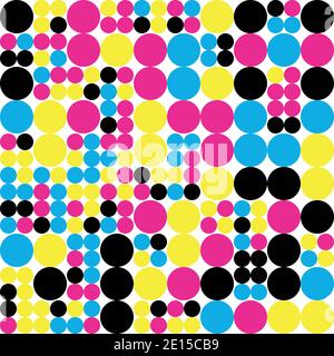 Abstract geometric retro design. Vector dotted seamless pattern in CMYK colors. Stock Vector