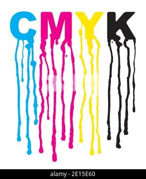 Flowing Paint, CMYK print colors. Illustration with CMYK inscription ...