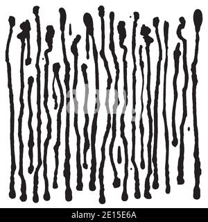 Flowing black ink, stripes background.  Grunge Illustration with dripping paint. Isolated on white background. Vector available. Stock Vector