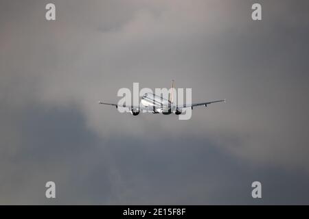 Montreal, Quebec, Canada - 11-29-2020 : Air Canada A321 taking off from Montreal Intl. Airport. Stock Photo