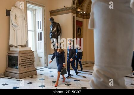 United States Representative Lauren Boebert (Republican of Colorado) walks with her sons to the House chamber as the House of Representatives convenes at the U.S. Capitol in Washington, DC, Monday January 4, 2021. Credit: Rod Lamkey/CNP | usage worldwide Stock Photo