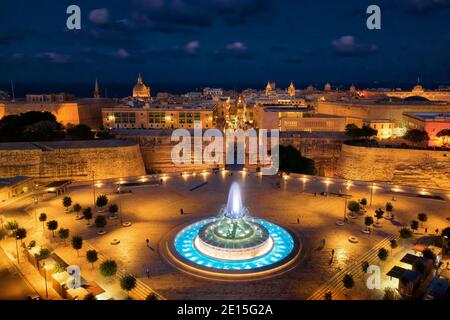 Valletta, Malta during Sunset, taken in November 2020, post processed using exposure bracketing Stock Photo