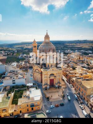 Rotunda St. John Baptist Church on Gozo, Malta, taken in November 2020, post processed using exposure bracketing Stock Photo