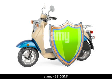 Motor scooter, moped with shield, 3D rendering isolated on white background Stock Photo