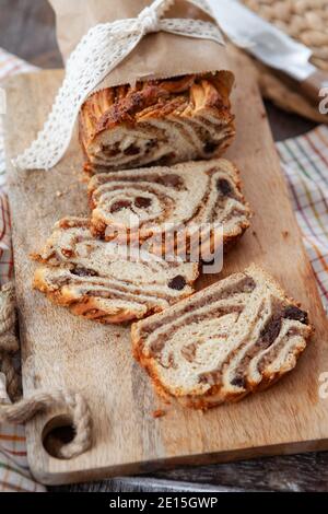 Braided Cake With Nut Filling Stock Photo