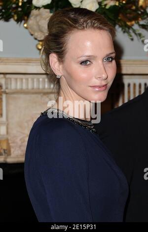 Prince Albert II of Monaco and his fiancee South African swimmer Charlene Wittstock arrive at the Farmleigh palace in Dublin, on April 5, 2011, during a state visit in Dublin, Ireland. Photo by Nicolas Gouhier/ABACAPRESS.COM Stock Photo