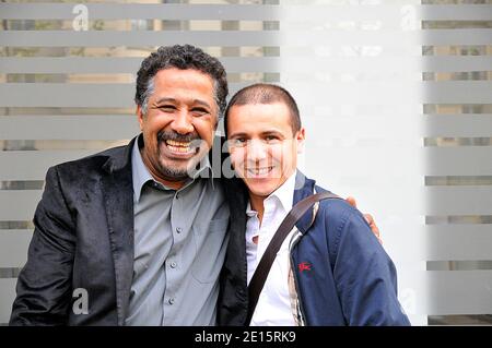 EXCLUSIVE - Singers Faudel and Khaled pose in Paris, France on April 8, 2011. Photo by Thierry Plessis/ABACAPRESS.COM Stock Photo