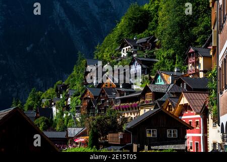 Picturesque Lakeside Town Hallstatt At Lake Hallstaetter See In Austria Stock Photo