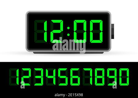 Digital clock number set. Time icon. Design element. Vector stock illustration. Stock Vector