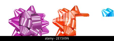 Set of colorful bows isolated on white. Realistic design elements for holiday. Vector Illustration Stock Vector