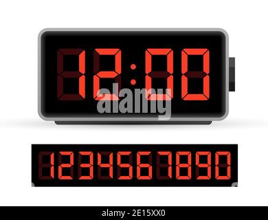Digital clock number set. Time icon. Design element. Vector stock illustration. Stock Vector