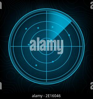 Realistic radar in searching. Radar screen with the aims. Vector stock illustration. Stock Vector