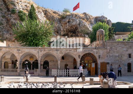 Sanli Urfa, Turkey-September 12 2020: Entrance of Mevlid-i Halil cave, birth place of Prophet Abraham Stock Photo