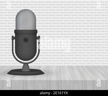 Podcast. Microphone with speech bubble icons. Vector illustration. Stock Vector