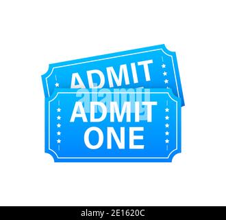 Realistic red and blue show ticket. Old premium cinema entrance tickets Stock Vector