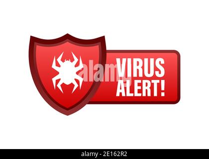 Danger symbol vector illustration. Virus protection. Computer virus alert. Safety internet technology, data secure. Stock Vector